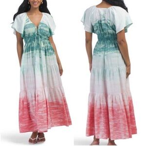 YFB Mara Maxi Dress Flutter Sleeve Verdigris Teal excellent